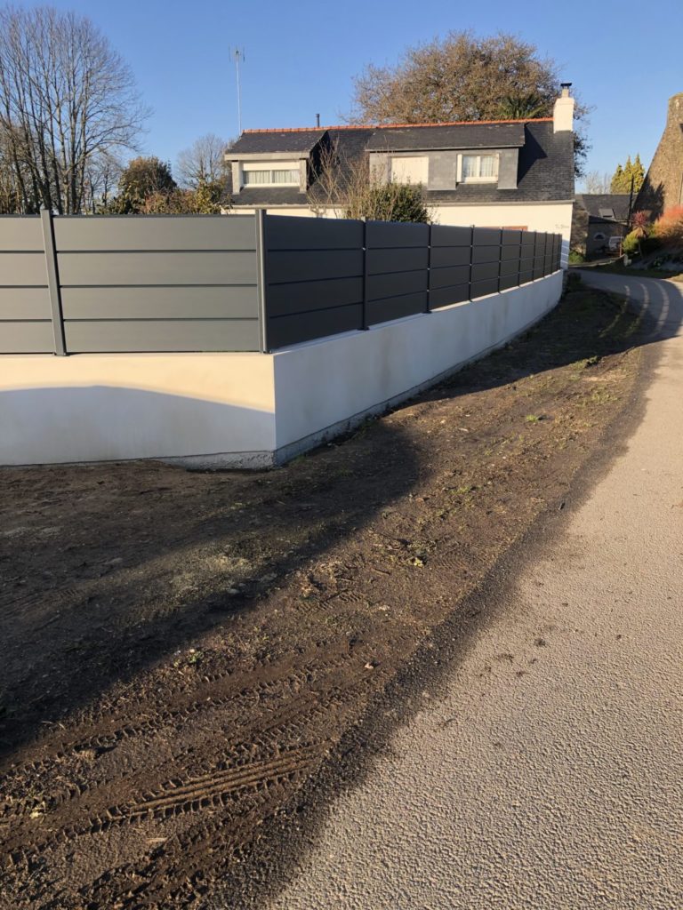 Mur enduit Cloture Aluminium MELGVEN - Maçonnerie - Quimper Brest